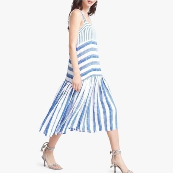 Warm Dresses & Skirts - WARM Biscay Blue & White Striped Midi Dress 0